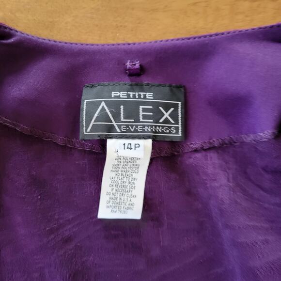 Alex Evenings Jacket Womens 14P Purple Sparkling Open Front Party Lightweight - Picture 6 of 9